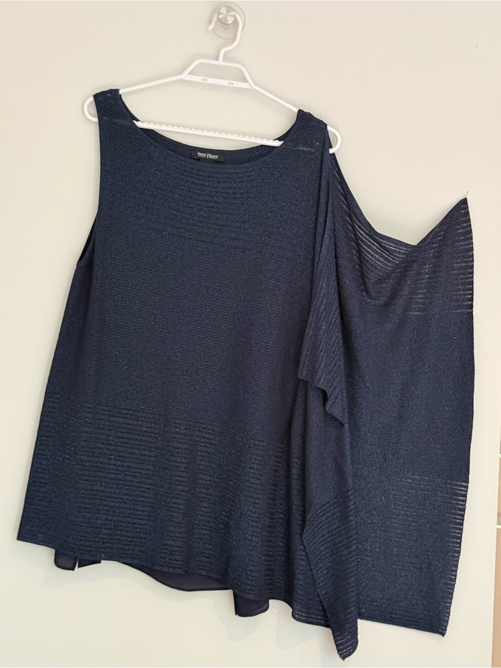 White House Black Market Navy Cold-Shoulder Knit Top